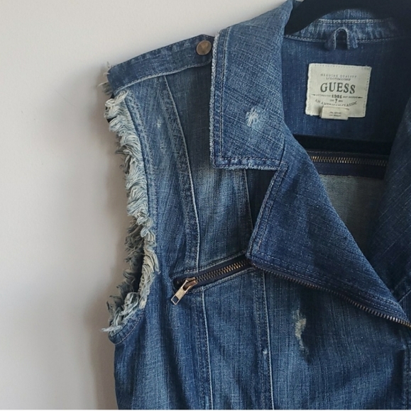 Guess Moto Jean Jacket Vest - distressed - small - Picture 8 of 8